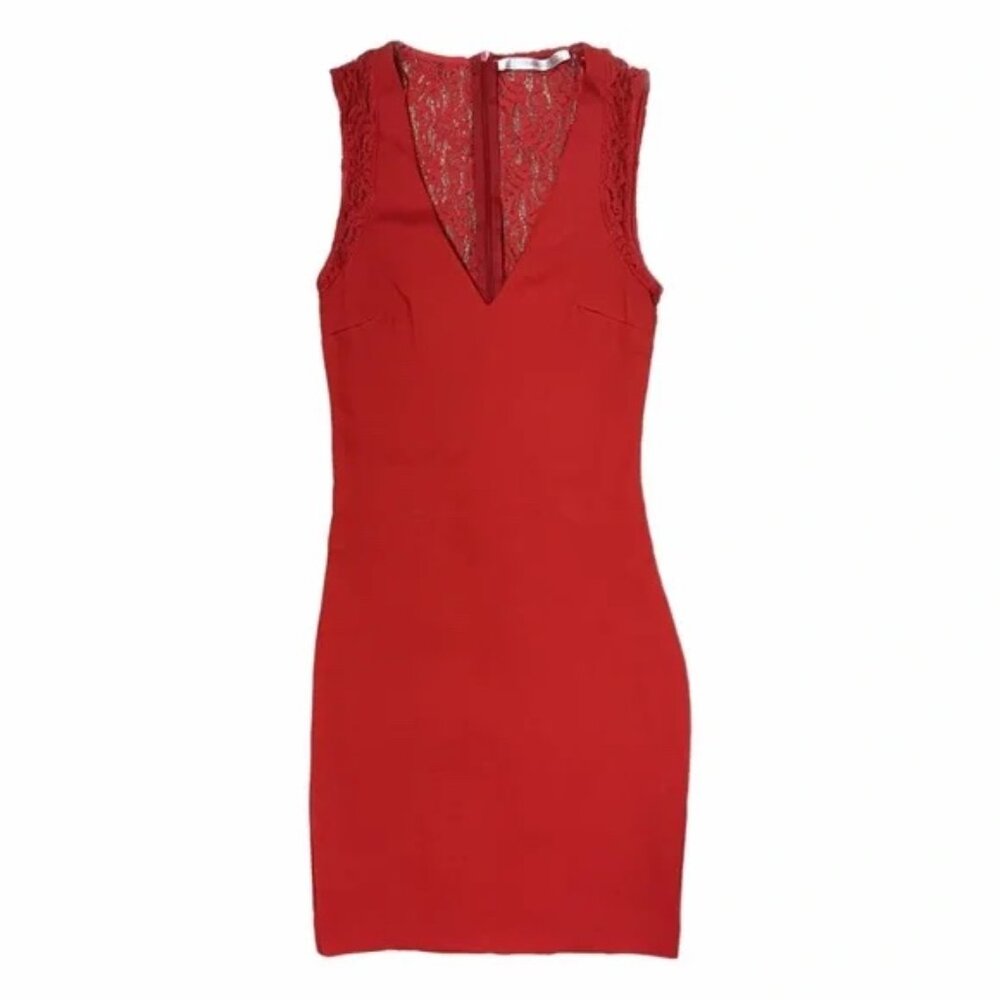 Zara Red Bodycon Mini Dress Red Lace
